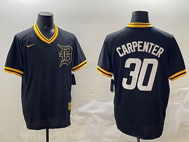 Men Detroit Tigers #30 Carpenter Black Gold Game 2025 Nike MLB Jersey style 1